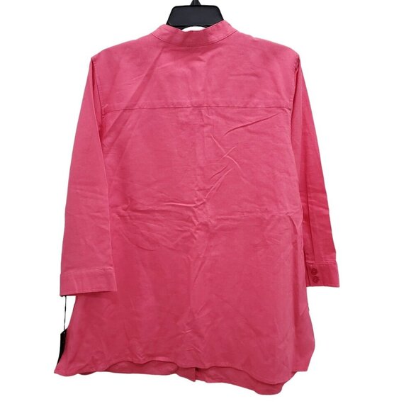 Lily Stanhope Woman's Hot Pink Embroidered Linen 3/4 Sleeve Top NWT Plus Size 1X - Picture 5 of 5